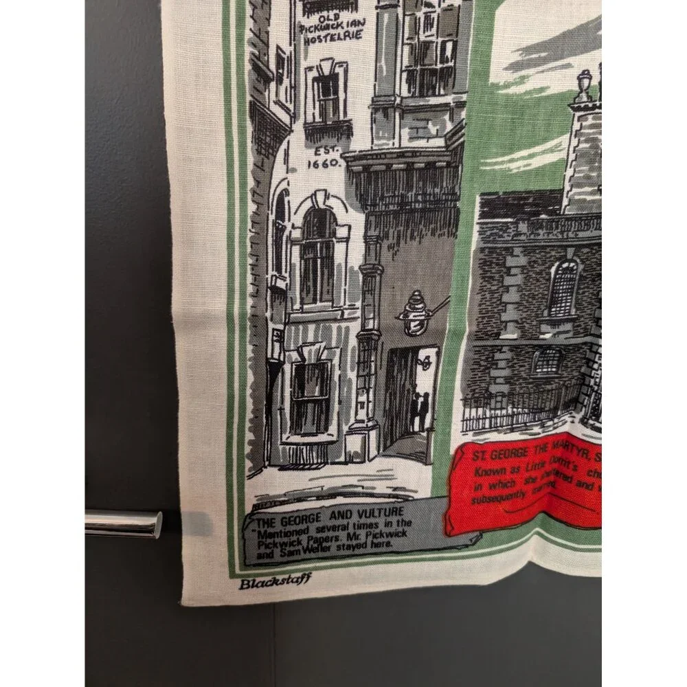 NWT Vintage Blackstaff Irish Linen &‎ Cotton Souvenir Tea Towel - Dickens London